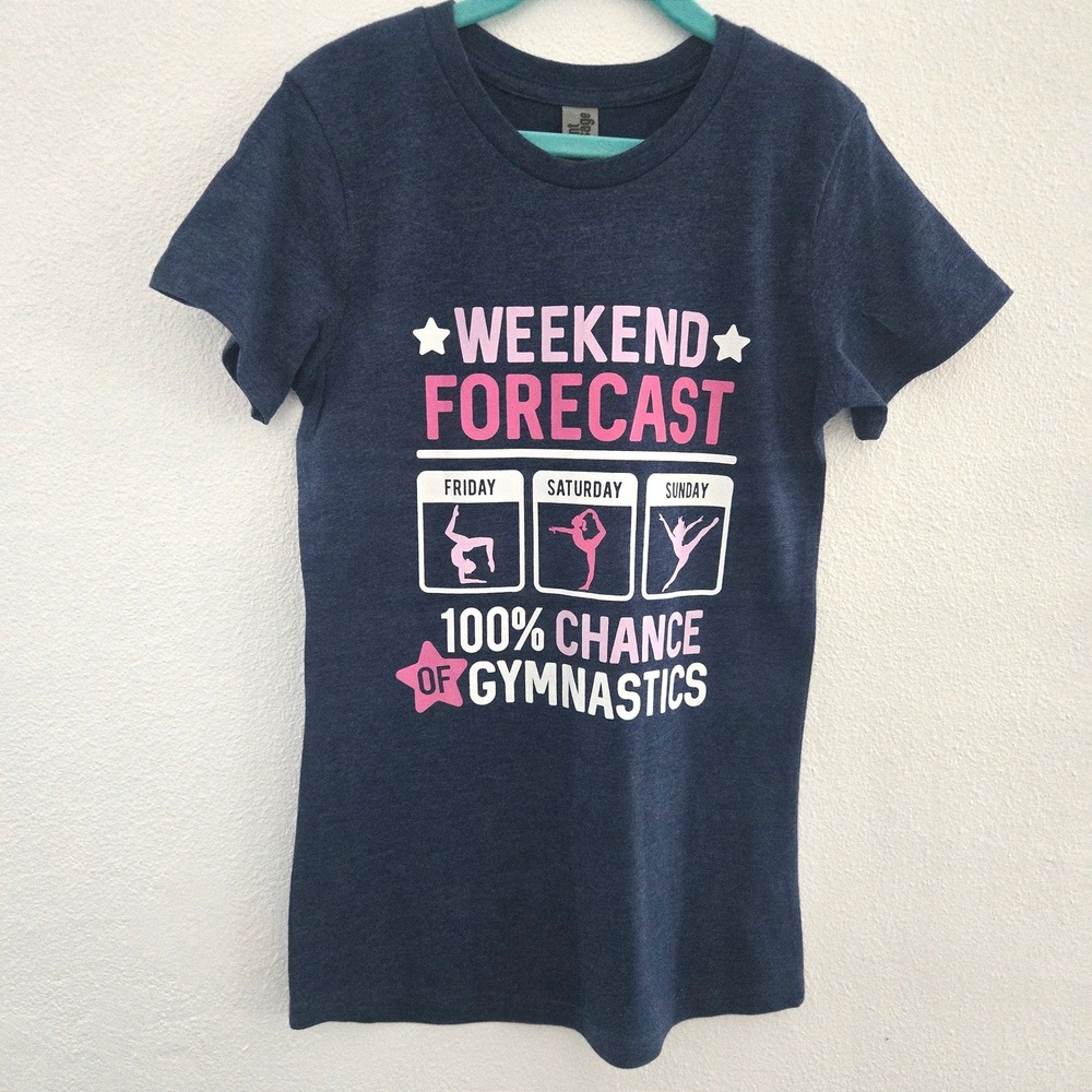 Gymnastics Graphic Tee Heathered Navy Blue Short Sleeve T-Shirt Youth M NWOT